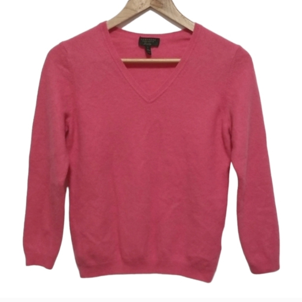 Charter Club Cashmere Luxury Pink V-Neck Sweater  100% Cashmere Size L (Juniors)